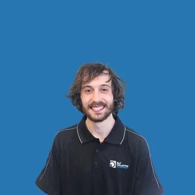 Man in black polo shirt