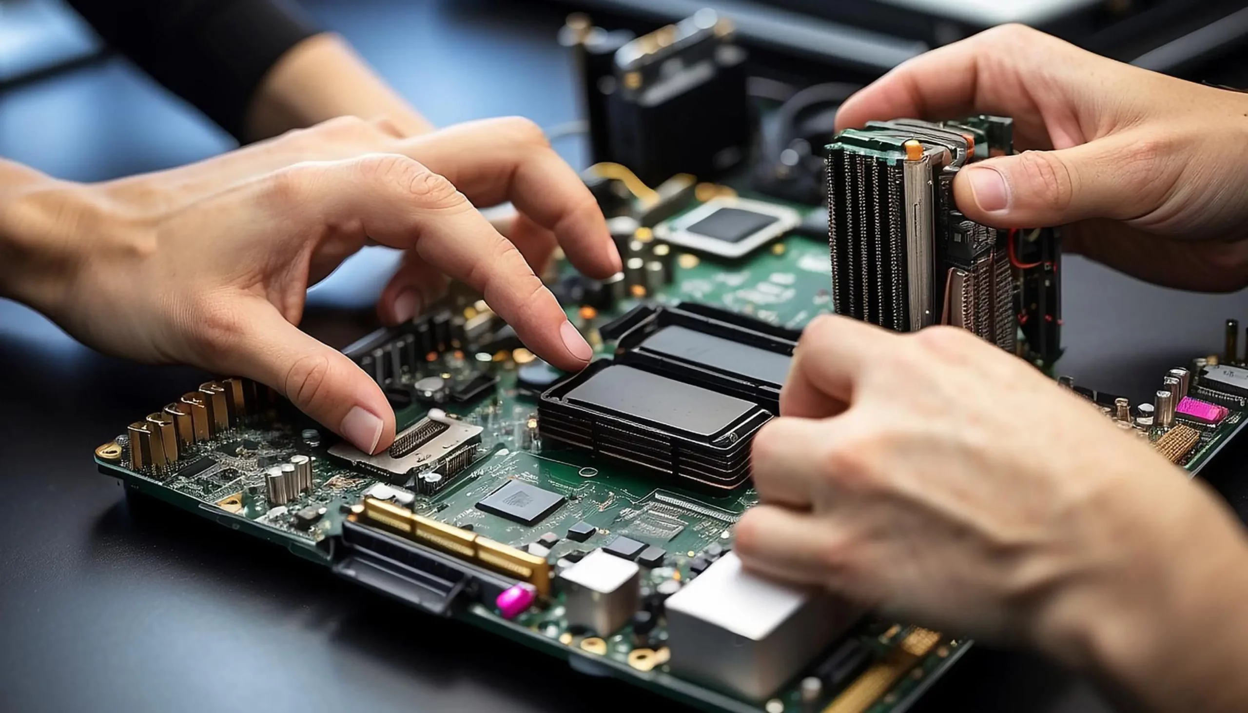 Computer hardware assembly in progress